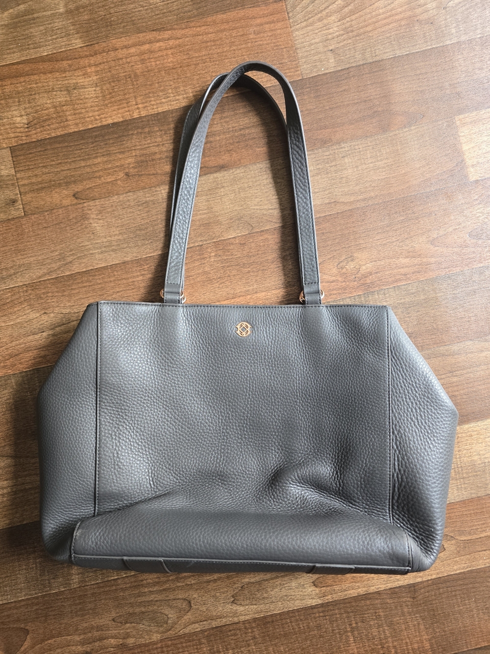 Dagne Dover Allyn Leather Tote Bag L Graphite Gray Pebbled Leather Discontinued